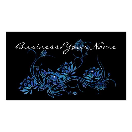 Blue Water Lotus Flower Asian 2 Business Card (front side)