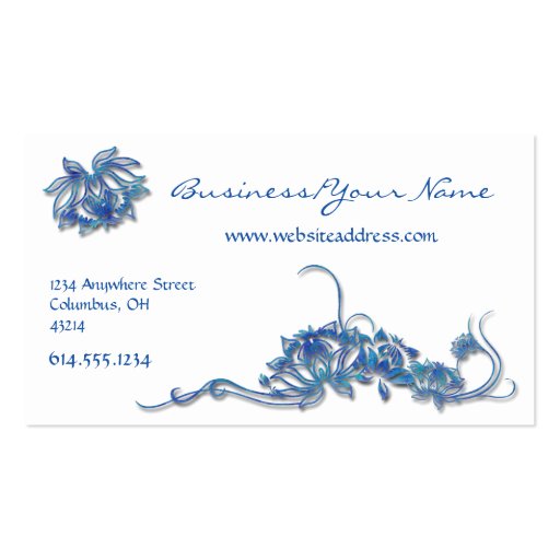 Blue Water Lotus Flowers Asian Business Card (front side)