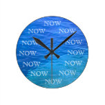Blue Water Ocean Waves Round Wallclock