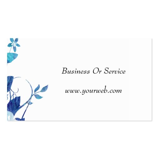 Blue Watercolor Floral Business Cards (back side)
