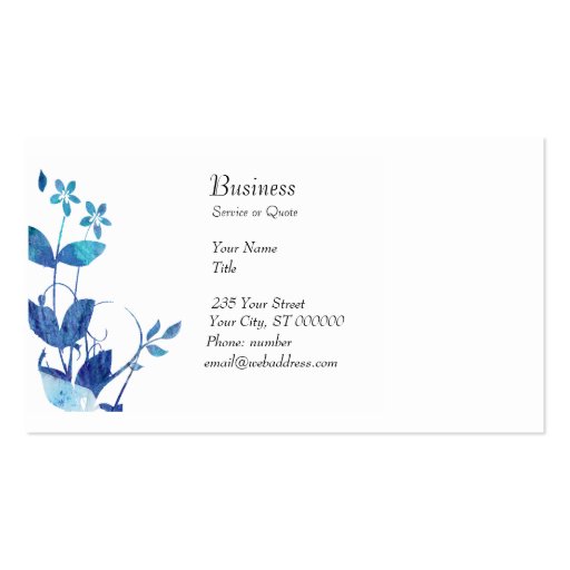 Blue Watercolor Floral Business Cards (front side)
