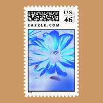 Blue Watercolor Flower postage