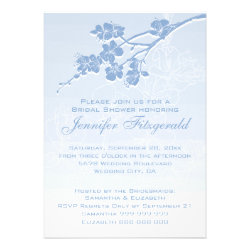 Blue Watercolor Ombre Spring Blossom Bridal Shower Invitation
