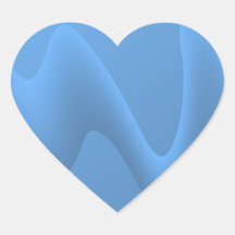 Blue Wave Abstract Image Design. Heart Sticker