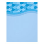 Blue Wave and Fish Scale Pattern Custom Letterhead