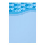 Blue Wave and Fish Scale Pattern Customized Stationery