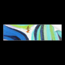 Blue Wave Surf Surfing Surfer Art Painting bumper stickers