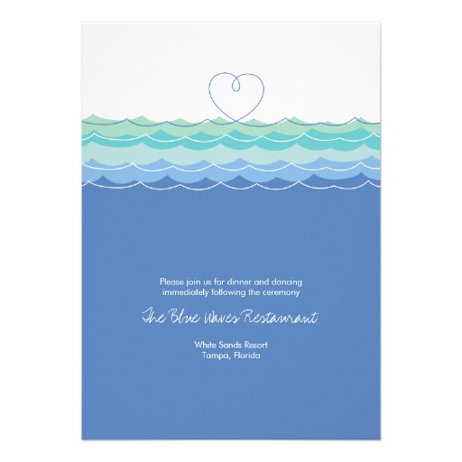 Blue Waves Loopy Heart Beach Wedding Invitation