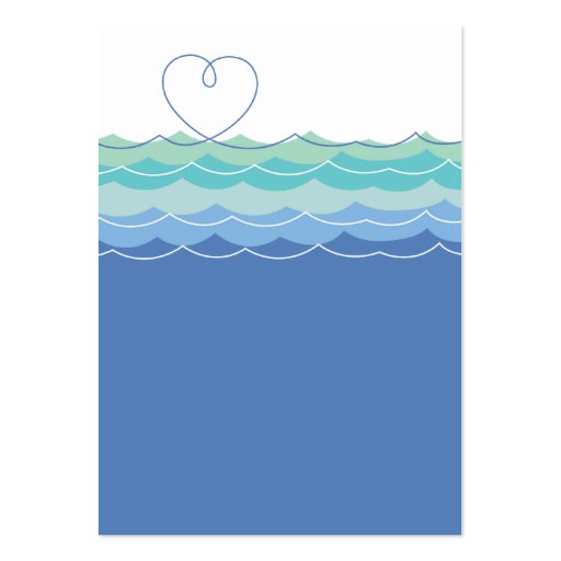 Blue Waves Loopy Heart Guest Escort Place Card Business Card Template (back side)