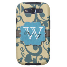 Blue Weathered Monogrammed Samsung Galaxy S3 Cover