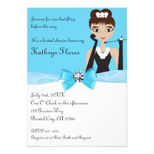 Blue Wedding Bridal Shower Invitations
