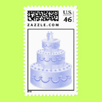 Blue Wedding Cake postage stamps by wedding_tshirts Blue Wedding Cake postage stamps