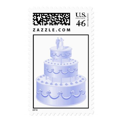 Blue Wedding Cake postage stamps by wedding_tshirts