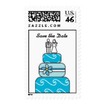 Blue Wedding Cake Save the Date Stamp