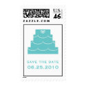 Blue wedding cake save the date wedding postage stamp