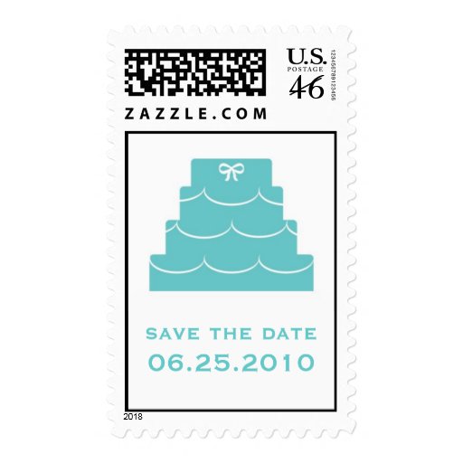 Blue wedding cake save the date wedding postage