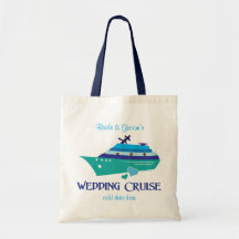 Blue Wedding Cruise tote Bags