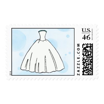 Blue Wedding Dress Postage Stamp