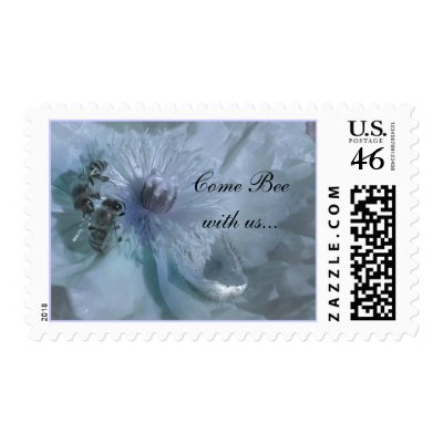 Blue Wedding Flowers Invitation Postage Stamps by naturalilly