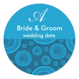 Blue Wedding Monogram Designer stickers sticker