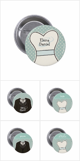 Blue Wedding Party Buttons