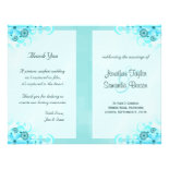 Blue Wedding Program Ceremony and Wedding Party Flyer