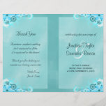 Blue Wedding Program Ceremony and Wedding Party Flyers