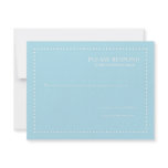 Blue Wedding Response Card with Pearl Border Announcement