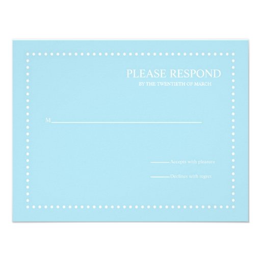 Blue Wedding Response Card with Pearl Border Announcement