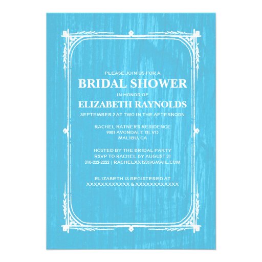 Blue Western Barn Wood Bridal Shower Invitations