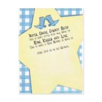 Blue Western Boots for Baby Shower postcards