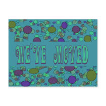 blue we've moved postcards