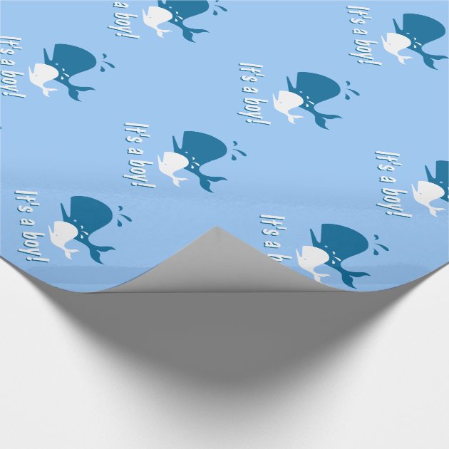 Blue whale baby shower wrapping paper 4/4