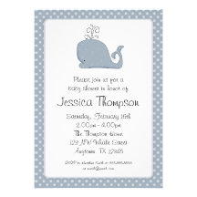 Blue Whale Polka Dots Boy Baby Shower Personalized Invites
