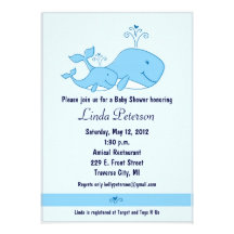 Blue Whales Baby Shower Invitations