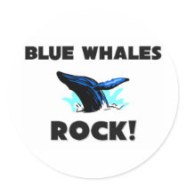 Blue Whales Rock Round Sticker