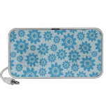 Blue whimsical doodle flower pattern speakers
