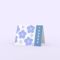Blue Whimsical Flowers Thank You cards