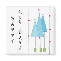 Blue Whimsical Trees magnets