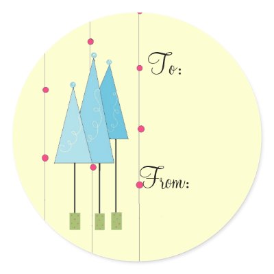 Blue Whimsical Trees Round Sticker by seashell2