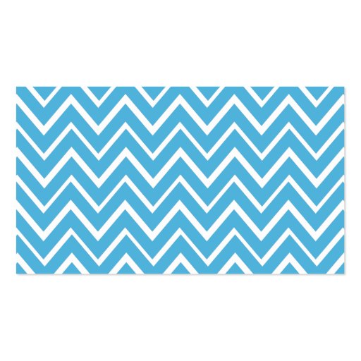 Blue whimsical zig zags zigzag chevron pattern business card (back side)
