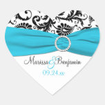 Blue, White, and Black Damask Wedding Sticker