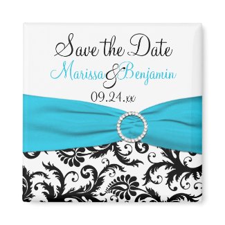 Blue, White, and Black Save the Date Magnet magnet
