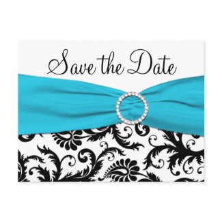 Blue, White, and Black Save the Date Postcard postcard