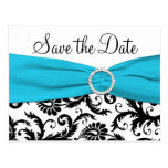Blue, White, and Black Save the Date Postcard