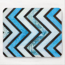 Blue white and black textured chevron pattern mousepads