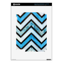 Blue white and black textured chevron pattern skins