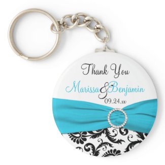 Blue, White, and Black Wedding Favor Key Chain keychain