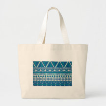 Blue & White Aztec pattern Canvas Bag