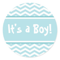 Blue & White Baby Boy Chevron Shower Sticker